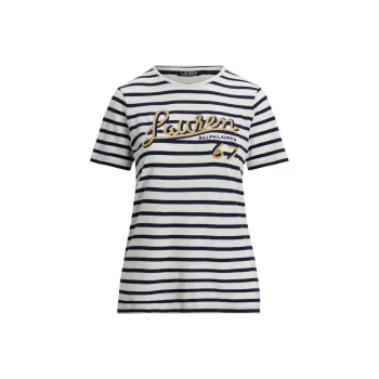 LAUREN RALPH LAUREN Logo Striped Jersey T Shirt