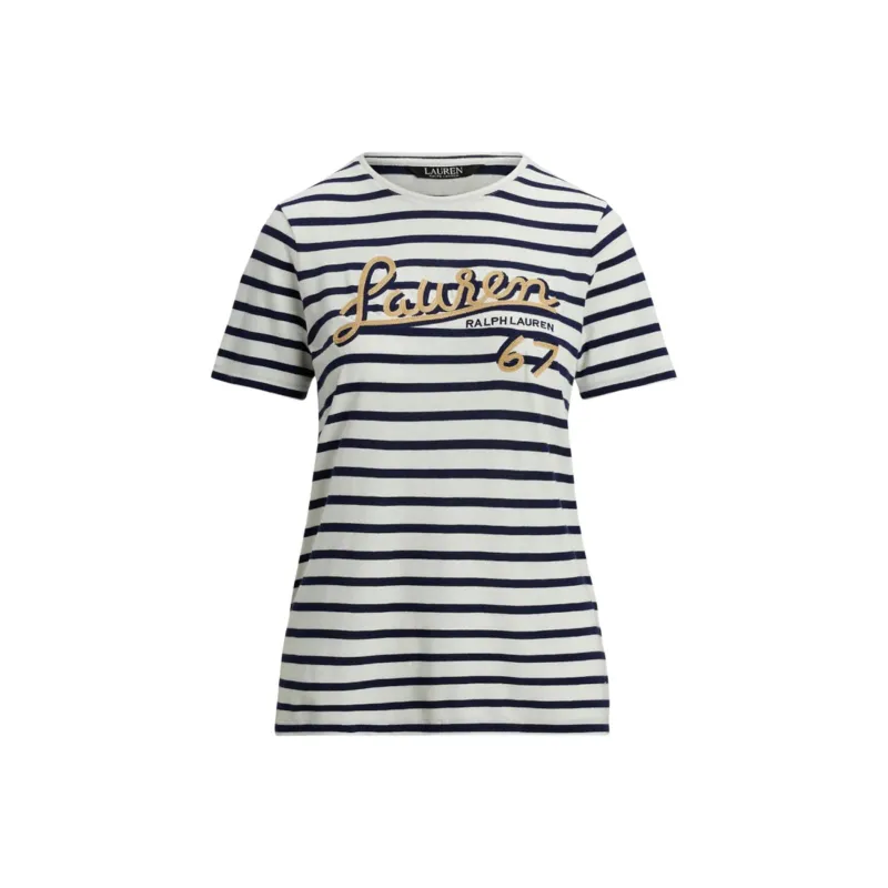 LAUREN RALPH LAUREN Logo Striped Jersey T Shirt-0
