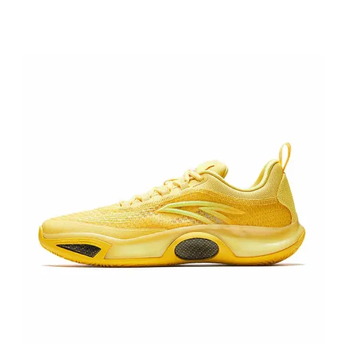Anta Anti Slip Wear Resistant Mid Top Nitrogen Technology Basketball Shoes Men's Yellow