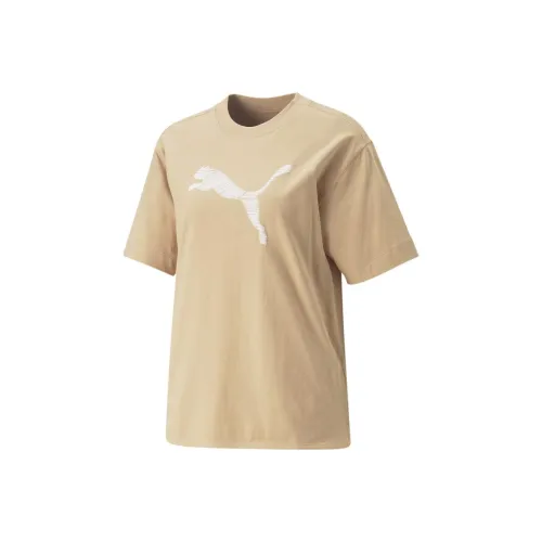 PUMA HER Drop Shoulder Sleeve T Shirt Women's Khaki