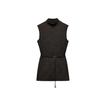 ZARA Tank Tops Women's Brown Mudstone Gray