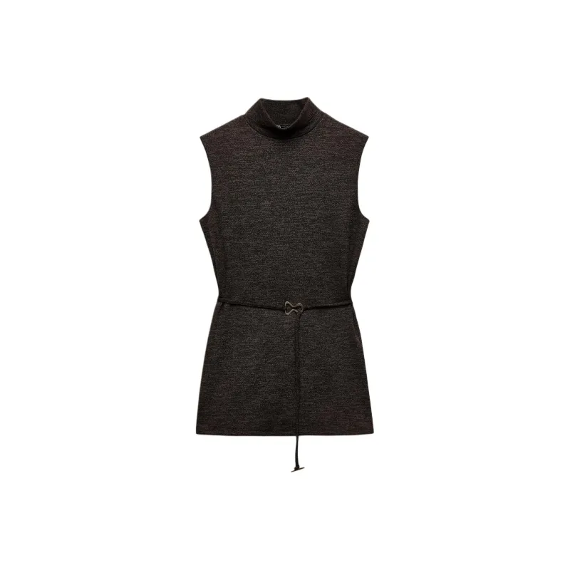 ZARA Tank Tops Women's Brown Mudstone Gray-0