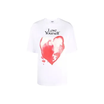 MSGM Heart Graphic Print T Shirt