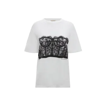 Alexander McQueen Lace Corset Crewneck T Shirt
