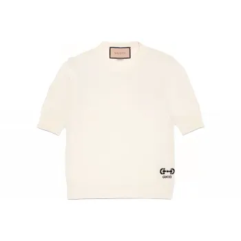 GUCCI Horsebit Logo Knit Short Sleeved T Shirt