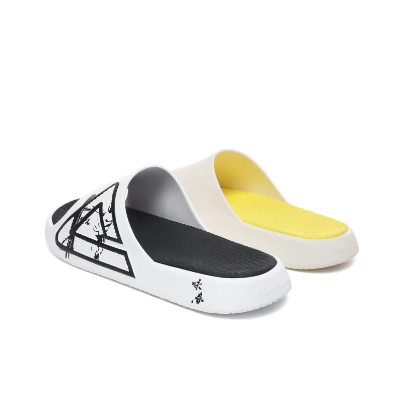 PEAK Attitude 7.0 Quiet Slip Resistant Cushioning Slide Slippers Men's Black Yellow Mismatched-2