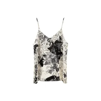Cypress House Tank Top Women's Beige With Black Floral