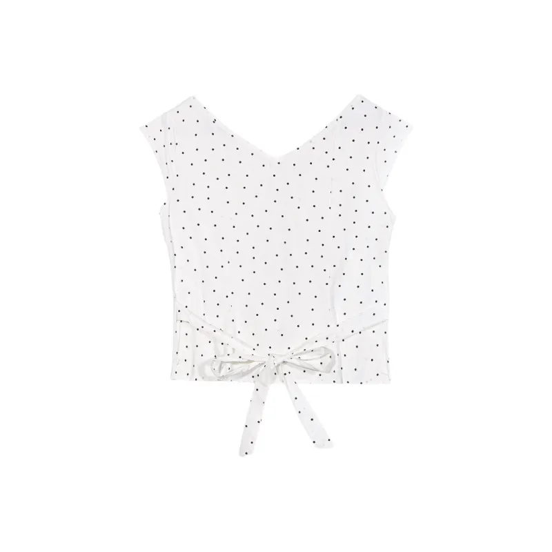 ERIRI Shirt Women's White Polka Dot-1