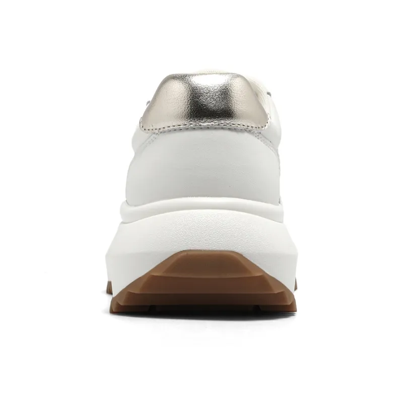 NAVIGARE Small Sailboat Lightweight Height Increasing Low Top Casual Shoes Women's White Gold-3