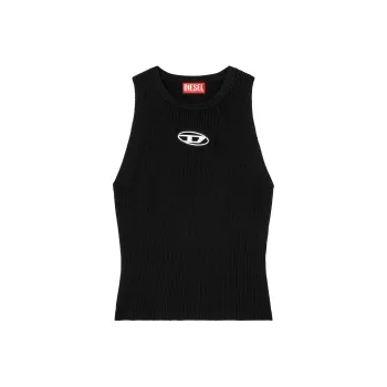 DIESEL M Caddix Logo Plaque Ribbed Knit Top