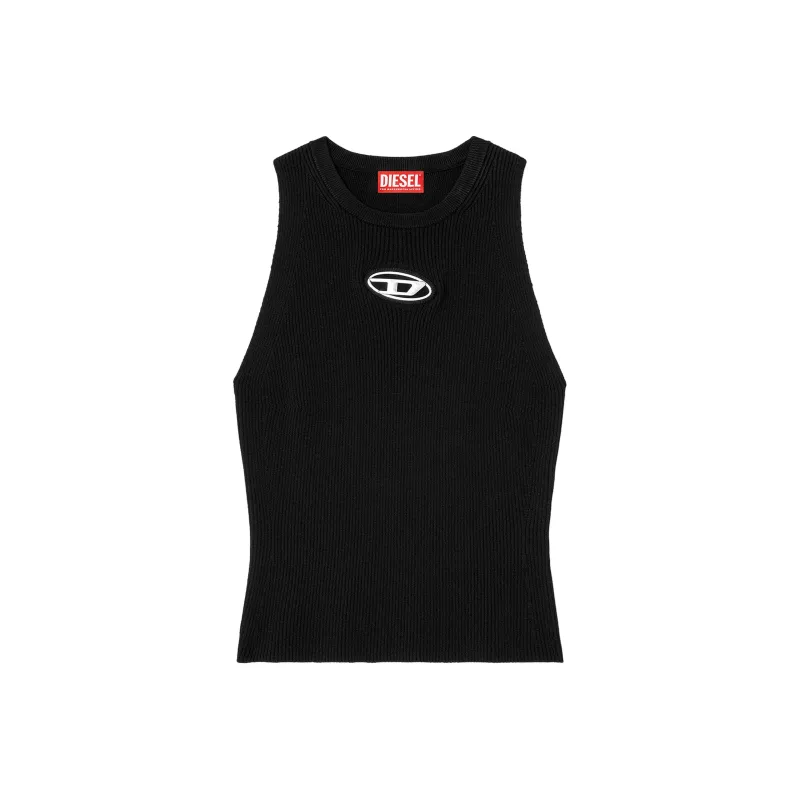 DIESEL M Caddix Logo Plaque Ribbed Knit Top-0