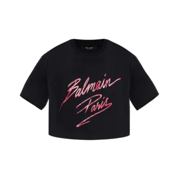 BALMAIN Flocked logo T shirt