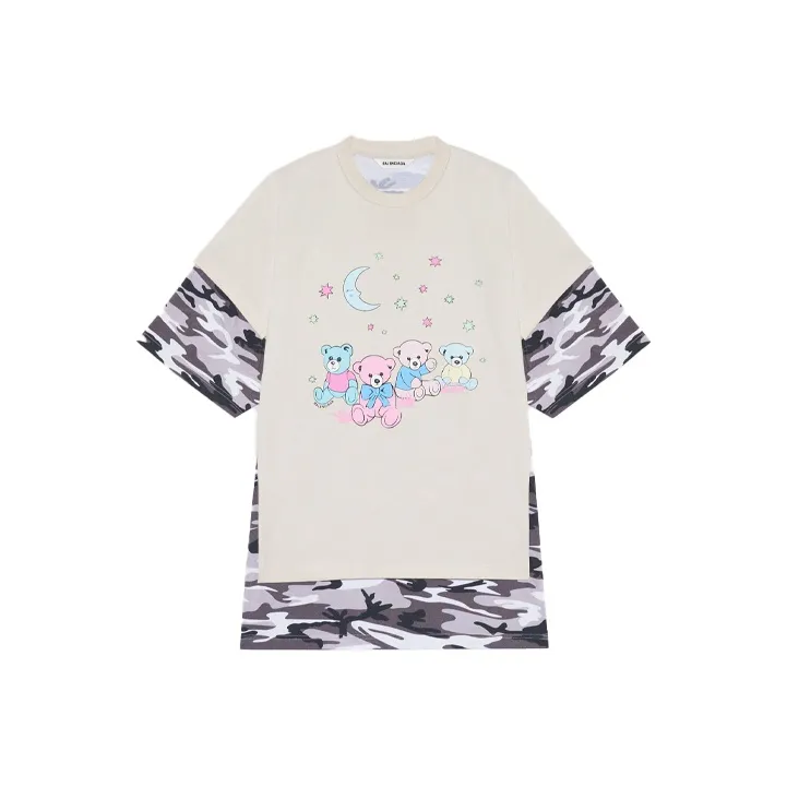 Balenciaga Love Bear Women'ss Oversized T Shirt Camo-0