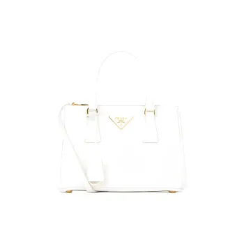 PRADA Leather Shopping Bag Handbag Mini Unisex White