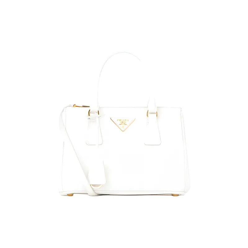 PRADA Leather Shopping Bag Handbag Mini Unisex White-0