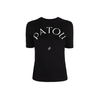 Patou Logo Intarsia Knit Short Sleeved Jumper