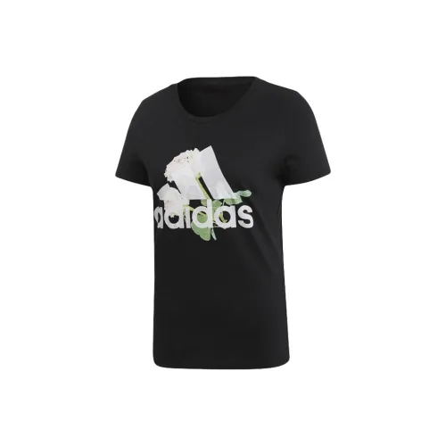 adidas Women's Must Haves Flower Tee Black