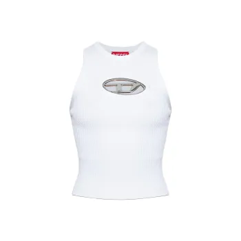 DIESEL M-Onerva-Top Logo Plaque Cut-Out Knitted Top