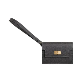 HERMES Kelly Pocket Madame Calfskin Wallet Women's 88 Graphite Gray