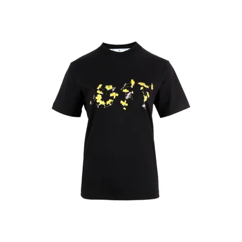 OFF WHITE Flower Logo T Shirt 'Black'