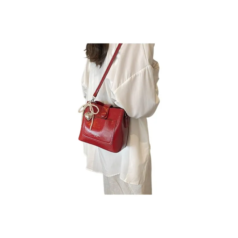 RKM Pu Shoulder Bag Medium Size Women's Red/Black/White/Silver/Brown-1
