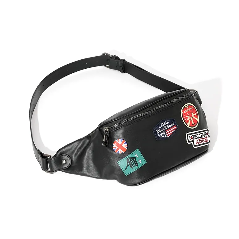 MASTER CANVAS Leather Sling Bag Unisex Black-3