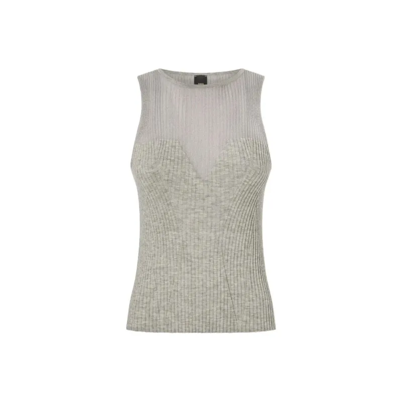 PINKO Ribbed Sleeveless Top-0