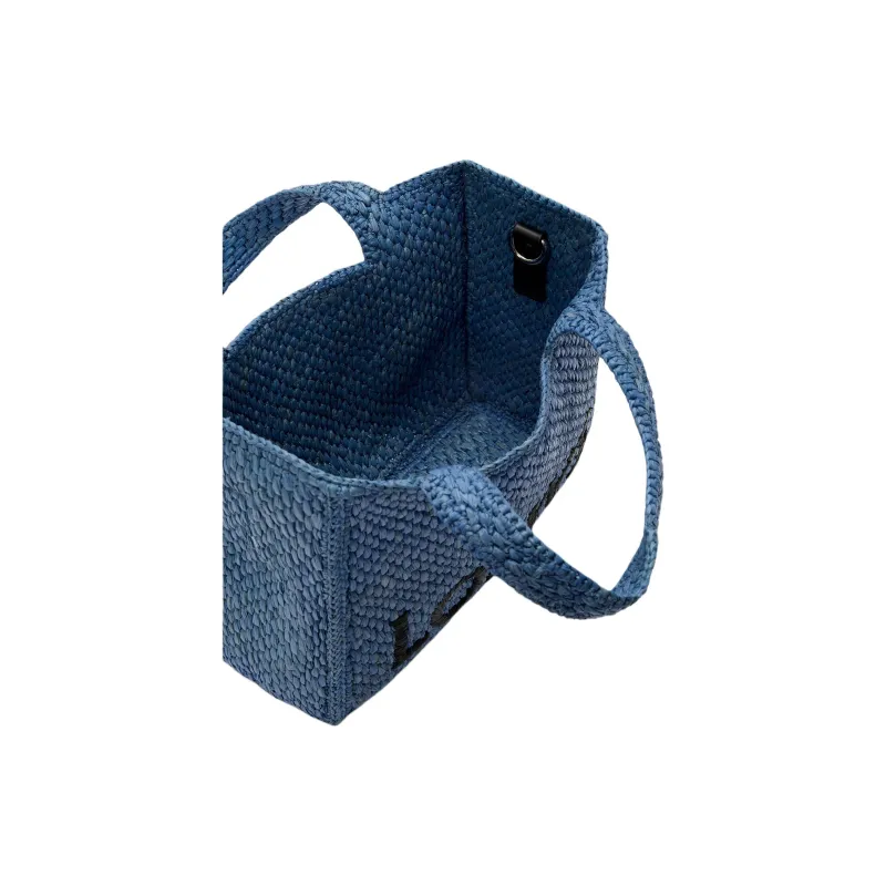 LOEWE Font Tote Raffia Tote Bag, Shopping Bag, Handbag Mini Women's Light Blue-5