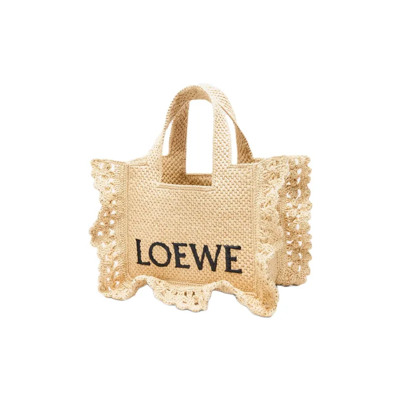 LOEWE Font Tote Plant Material Tote Bag, Shopping Bag, Shoulder Bag, Crossbody Bag, Handbag Trumpets Women's Natural-2