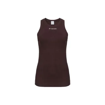 PINKO Logo Lettering Ribbed Camisole Top