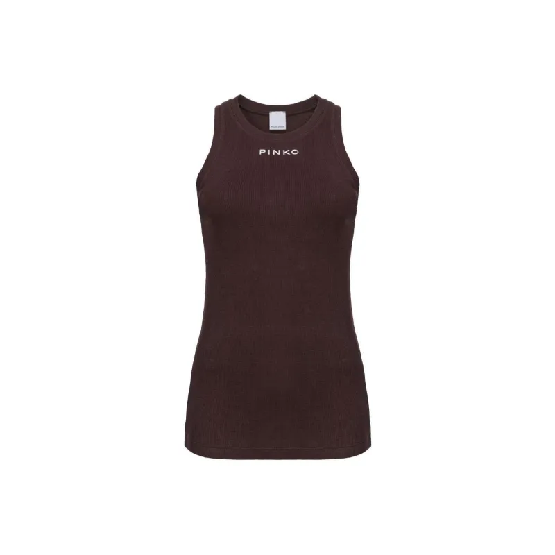 PINKO Logo Lettering Ribbed Camisole Top-0