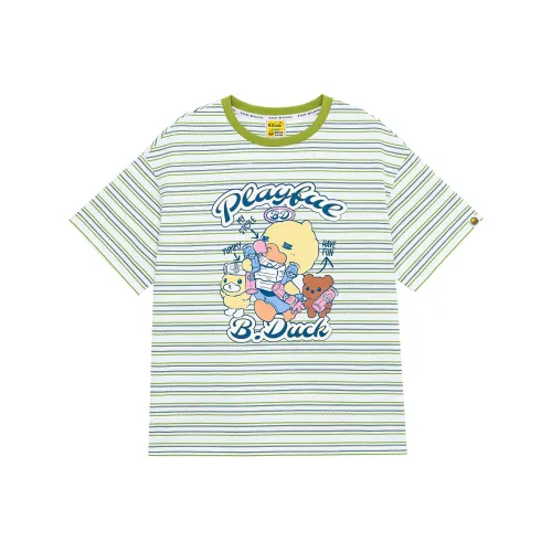 B.Duck T Shirt Women's Green White Blue Stripes