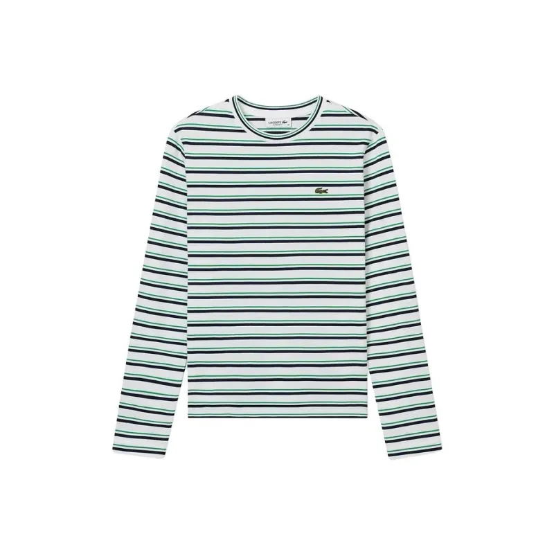 LACOSTE SS25 T-Shirt Women's Green White/Dark Blue Stripes-0
