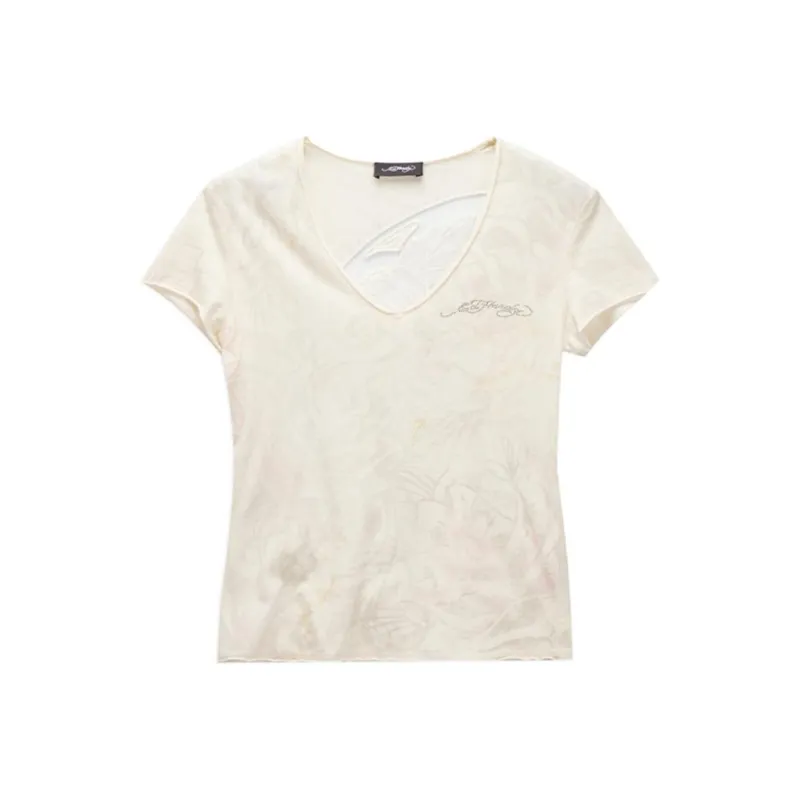 Ed Hardy Regular T Shirt Women's Ivory White-0