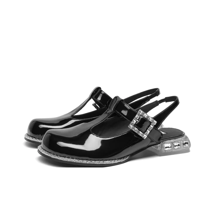 SHOESZOOO Fashion Sandal Casual Single Shoes 3cm Women's Hepburn Black-1