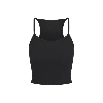 SKIMS SS24 COTTON RIB CROPPED CAMI Tank Tops Women's SOOT/Coal Gray