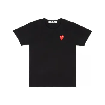 Comme Des Garcons Play Women's Red Stacked Heart T shirt Black