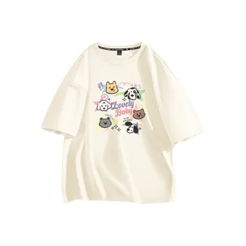 Cotton Drop Shoulder Sleeve T Shirt Women's