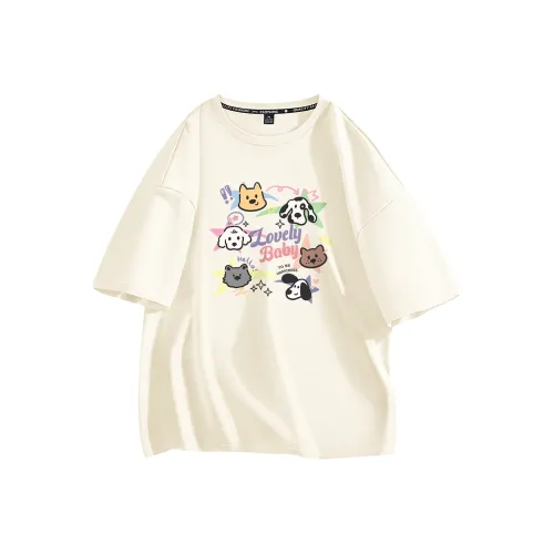 Cotton Drop Shoulder Sleeve T Shirt Women's