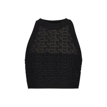 BALMAIN Halter Neck Cropped Top