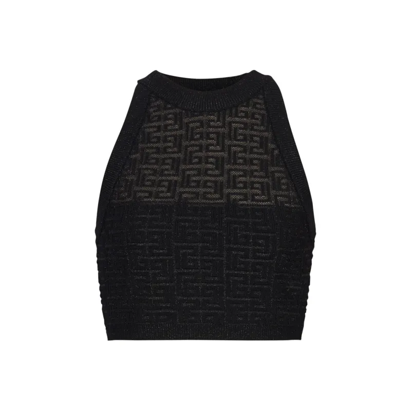 BALMAIN Halter Neck Cropped Top-0