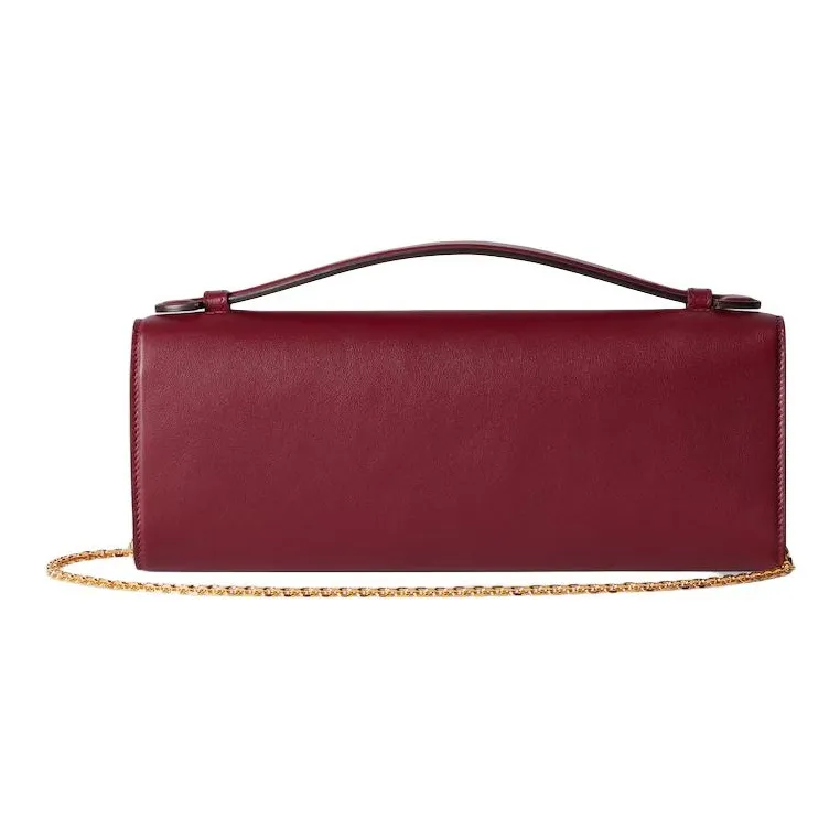 GUCCI Smooth Leather Handbag Regular Women's Red-2
