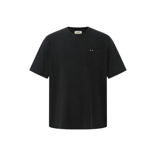 CHINISM Drop Shoulder Sleeve T Shirt Unisex Washed Black