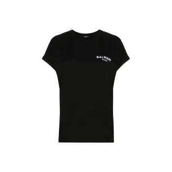 BALMAIN Small Flocked Logo T shirt