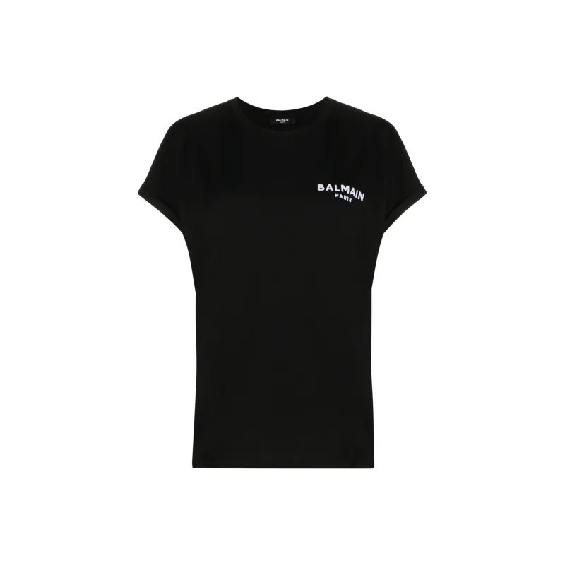 BALMAIN Small Flocked Logo T shirt-0