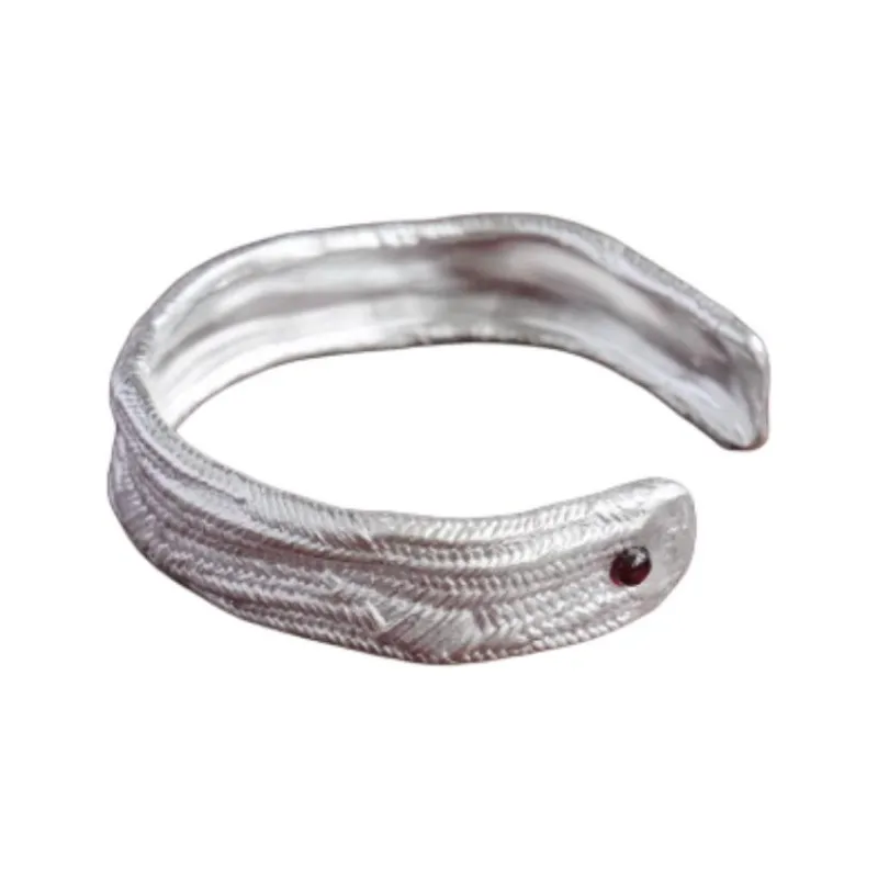 FOUNDRY BOUNDARY 925 Sterling Silver White Gold Plated Bangles Unisex Silver-0
