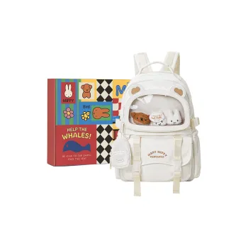 Miffy Fabric Backpack Large Size Women's Ecru/Pink Yellow