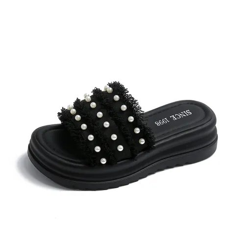 AJPAP Rubber Sole Stud Woven Slide Slippers Women's