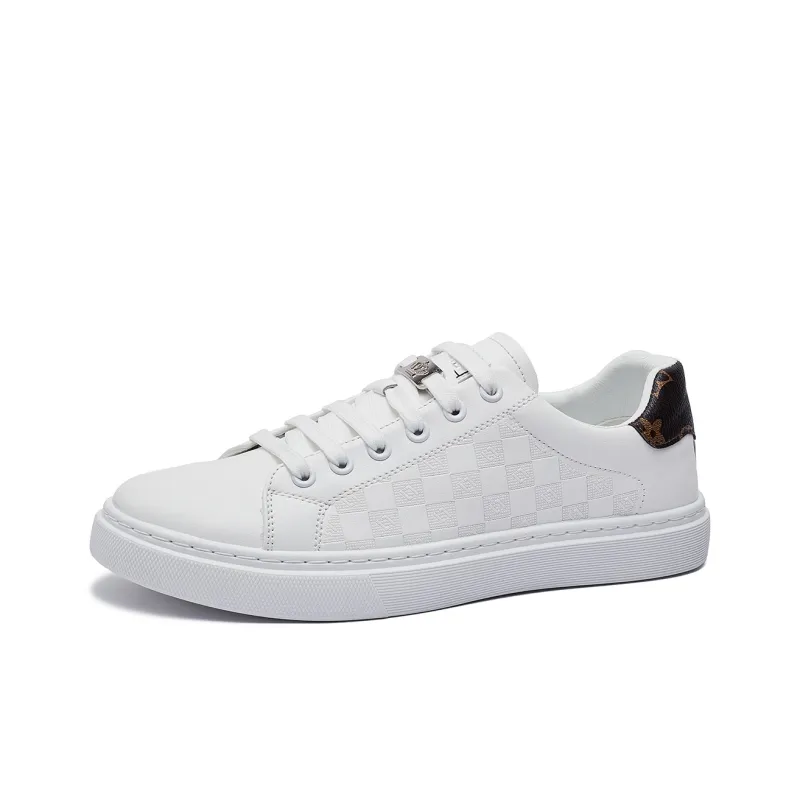 JIETEGONGYANG Lightweight And Breathable Low Top Skateboard Shoes Men's White-2