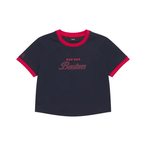 MLB Preppy Style Collection Boston Red Sox SS25 T Shirt Women's Navy Blue